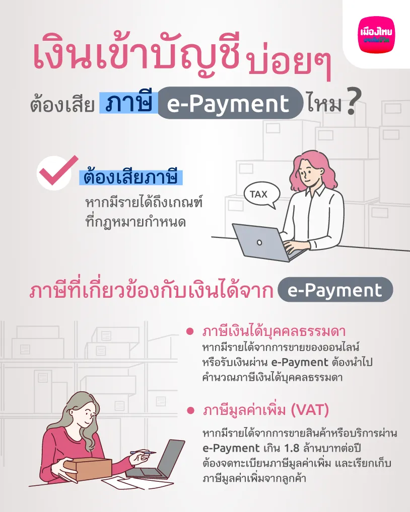 เงินเข้าบัญชีบ่อย ๆ ต้องเสียภาษี e-Payment ไหม